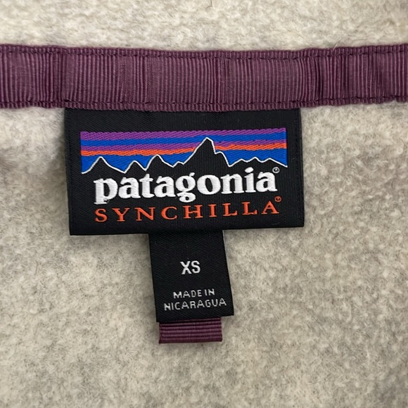 Patagonia Synchilla Snap-T Pullover Fleece Sweater Oatmeal Heather Purple XS - Picture 6 of 8